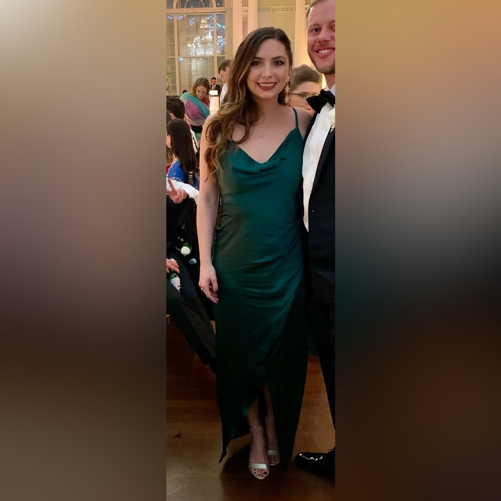 Nasty Gal Green Slip Maxi Dress with Spaghetti Straps